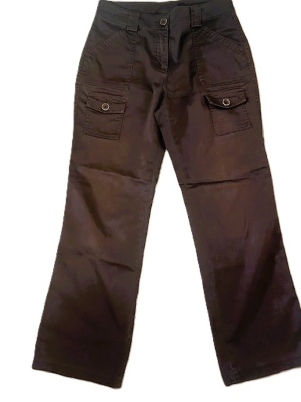 Laura Clement Collection Ladies Pants sz 8 Brown 6 Pockets Utility